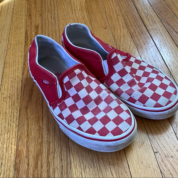 Checkerboard Slip Red Asher Vans Vans Shoes Vans Asher Womens Red